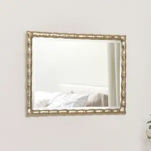 Melody Maison Gold Rectangle Bamboo Framed Wall Mirror - 43cm x 33cm