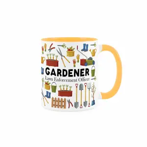 Gardener Mug - Humorous Landscaping & Gardening Job Themed Novelty Gifts - Tea/Coffee Hot Drinks Golden Yellow Ceramic Cup Present