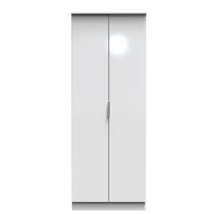 Poole 2 Door Wardrobe in White Gloss (Ready Assembled)