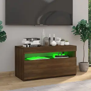 Berkfield TV Cabinet with LED Lights Brown Oak 75x35x40 cm