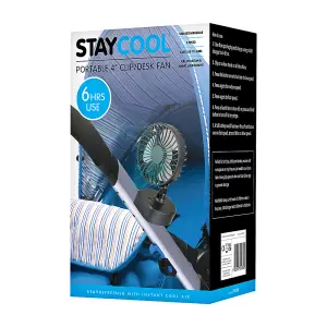 StayCool Mini 4" Portable USB Rechargeable Clip Desk Fan - Black