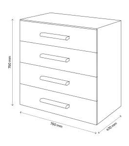 Atomia Freestanding Matt oak effect 4 Drawer Chest of drawers (H)750mm (W)750mm (D)450mm