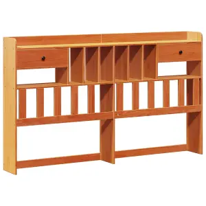 Berkfield Bookcase Bed without Mattress Wax Brown 180x200 cm Super King Solid Wood Pine