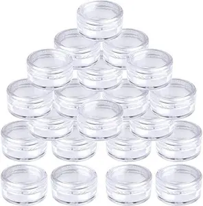 Kuou 50 Pcs Empty Plastic Cosmetic Jars, 5Ml Sample Containers Pots Bottles With Clear Lids