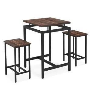 Costway 3 PCS Pub Dining Table Set Industrial Counter Height Table & 2 Stools