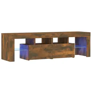 Berkfield TV Cabinet with LED Lights Smoked Oak 140x36.5x40 cm