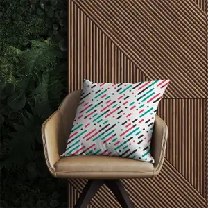 Overlapping Coloured Diagonal Lines Outdoor Cushion 60cm x 60cm