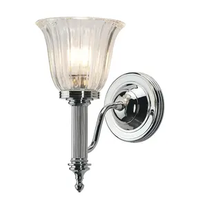 IP44 Wall Light Ribbed Clear Glass Polished Chrome LED G9 3.5W