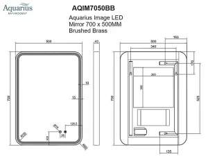 Aquarius Image LED Mirror 700 x 500MM Brushed Brass