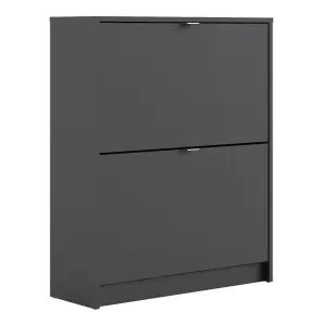 Shoes Shoe cabinet  w. 2 tilting doors and 2 layers Matt Black