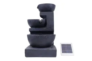 Gardenwize Outdoor Garden Solar Powered Cascading Black Ceramic Water Fountain Feature