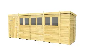 18 x 5 Feet Pent Shed - Single Door With Windows - Wood - L147 x W533 x H201 cm