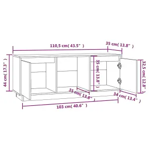 Berkfield TV Cabinet 110.5x35x44 cm Solid Wood Pine