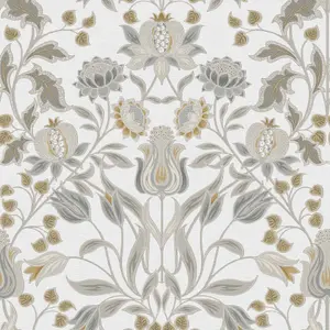 GoodHome Acuama Grey & yellow Metallic effect Ornamental Textured Wallpaper