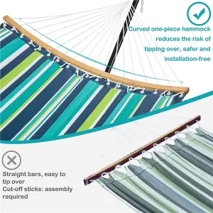 Yaheetech Green Stripe 216 kg Capacity Hammock with Steel Stand Set