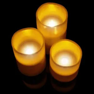 LED Candles, 2 Sets of 3 - with 12 colour changes, 2 timer settings, remote control - white