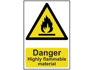 Danger Highly Flammable Material Sign - 200 x 300mm PVC Safety Notice