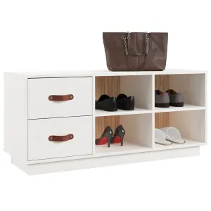 Berkfield Shoe Bench White 100x34x45 cm Solid Wood Pine