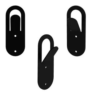 Decortie Modern Elix Unique Metal Matte Black Triple Hooks for Hanging, Set of 3 Hooks Kitchen, Waterproof, Stainless Steel Hooks