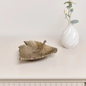 Melody Maison Rustic Bronze Leaf Trinket Tray Dish