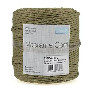 Trim: Macramé Cord: Cotton: 87m x 4mm: 0.5kg: Olive