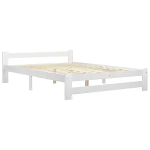 Berkfield Bed Frame White Solid Pine Wood 140x200 cm