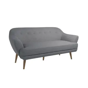 Loveseat Sofa, Linen Modern Upholstered Soft Accent Armchair Couch Solid Wood Frame - Gray