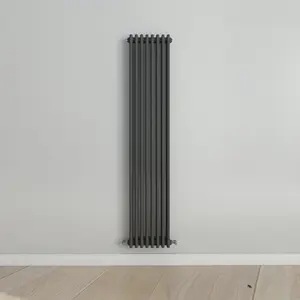 Vertical Anthracite Triple Column Radiator (H) 1800mm x (W) 380mm, 6851 BTU.