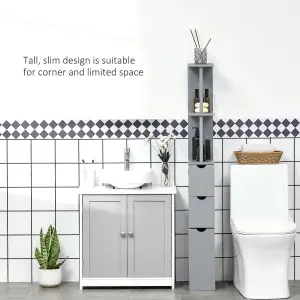 HOMCOM Tall Bathroom Storage Cabinet with Shelf and Drawers, Grey