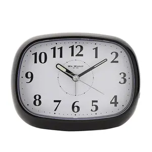 Analogue Quartz Movement / Crystal Alarm Tabletop Clock in Black/Grey