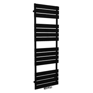 Nes Home 1600 x 600 mm Central Connection Designer Towel Radiator Black Single Flat Tube