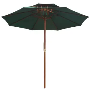 Berkfield Double Decker Parasol 270x270 cm Wooden Pole Green