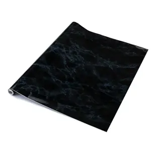 d-c-fix Marble Black Self Adhesive Vinyl Wrap Film for Kitchen Worktops and Furniture 15m(L) 45cm(W)