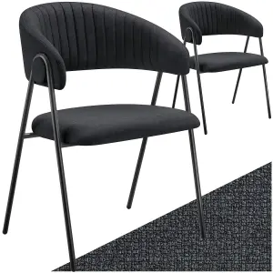 Dining Chair Bedano - padded, woven fabric armchair, 150 kg load capacity - black