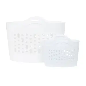 Wham 4 Piece Plastic Flexi Basket Set (2 x 8L/2 x 50L) Ice White