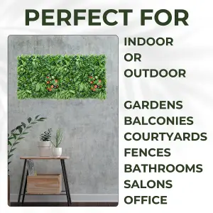 Artificial Plant Wall Panel Realistic Evergreen Flower Foliage - Indoor / Outdoor - Large 1m x 1m - Hedgerow