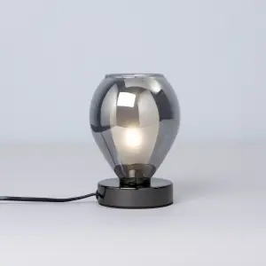 Inlight Batu Conical Brushed Satin Black Nickel effect Table lamp