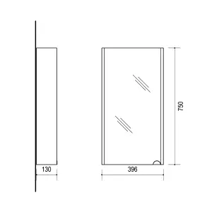 Bathroom Mirror Cabinet Washroom Cupboard Dark Green Slim 400mm Wall Storage Unit Avir