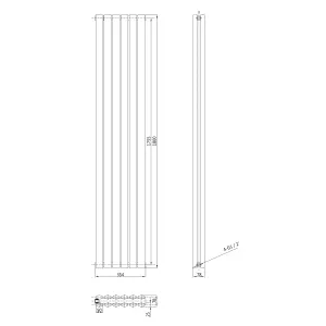 Kensington Grey Double Vertical Radiator - 1800x350mm