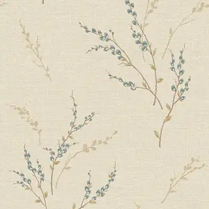 Belgravia Decor Carmella Textured Floral Wallpaper Blue (7156)