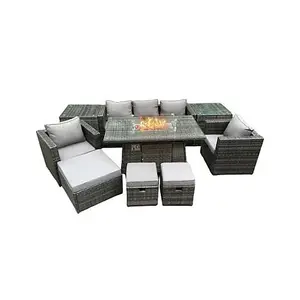 Sloane Wicker PE Rattan Garden Furniture Set With Fire Pit