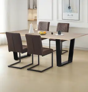 Hallowood Furniture Dudley 1.8m Dining Table Set with 4 Deluxe Leather Effect Chairs