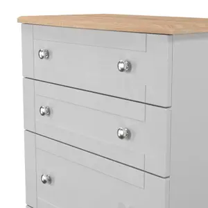 Sussex Ready assembled Grey & oak 4 Drawer Chest (H)1074mm (W)765mm (D)415mm