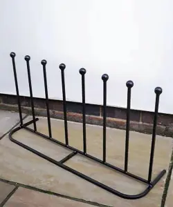 4 Pair Boot Rack (Long) - Steel Wellie Stand - Steel - L30.4 x W88.9 x H48.3 cm - Black