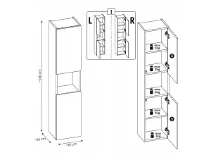 Bathroom Wall Cabinet Tall Slim 2 Door Floating Storage Unit Oak Effect Nova