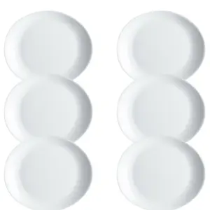 URBNLIVING 30cm Diameter White Steak Plate Opal Glass Set of 6