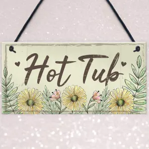 Red Ocean Hot Tub Sign Garden Plaque Decor Hanging Wall Door Shed Chic Novelty Sign Home Gifts For Her