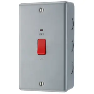 BG Metal Clad 45A Rectangular Large Plate Double Pole Switch With Power Indicator