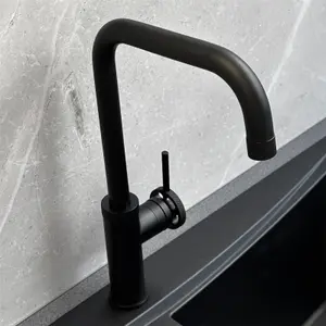 Liquida LB418MB Industrial Style Single Lever Matt Black Kitchen Mixer Tap