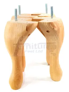 QUEEN ANNE WOODEN LEGS 250mm HIGH SET OF 4 NATURAL REPLACEMENT FURNITURE FEET  M8